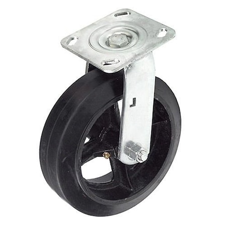 Global Industrial 8 Mold-On Rubber Wheel, Heavy Duty Swivel Plate Caster, 600 Lb. Capacity 601128